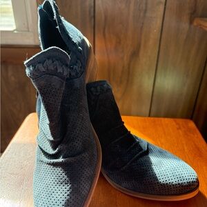 Vince Camuto Black Perforated Suede Heeled Ankle Boots